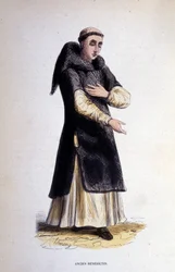 Voormalige Benedictijn. Gravure uit een album over religieuze orden, Parijs