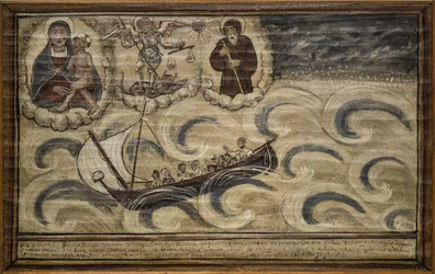 Oud ex voto zeeman, populaire offer als een belofte van toewijding en dankbaarheid van de zeeman die de gevaren van de zee overleefde, afkomstig uit de Kerk van Carmine, Torre del Greco, nabij Napels
