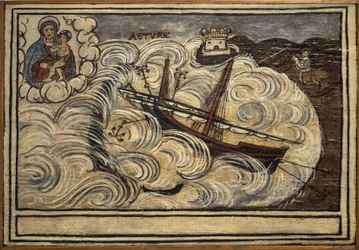 Oud ex voto zeeman, populaire offer als een belofte van toewijding en dankbaarheid van de zeeman die de gevaren van de zee overleefde, afkomstig uit de Kerk van Carmine, Torre del Greco, nabij Napels 19e eeuw Italië