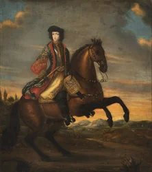 Frederik IV van Holstein-Gottorp te paard - Portret van Frederik IV (1671-1702), Hertog van Holstein-Gottorp te paard, Anoniem