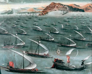 Franse vloot voor de stad Genua