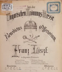 Frontispice van de partituur Hongaarse Kroningsmis door Liszt (19e eeuw)