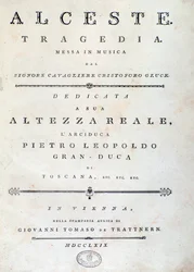 Frontispice van bladmuziek van Alceste, opera van C. W. Gluck