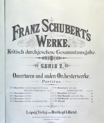 Frontispice van bladmuziek van diverse ouvertures door Franz Schubert