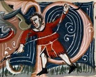 Tuinbouw: maaien van kruiden. Detail. Manuscriptpagina (MS.s.vi) 