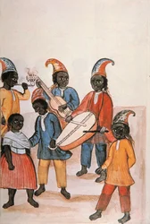 Indiase dans, uit het boek "Trujillo del Peru" of "Códice Martínez Compañón" door Baltazar Martinez Compañón y Bujanda, bisschop van Trujillo (1782-1785)