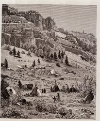 Indiaans kampement in het Kaibab-bos, VS - in 