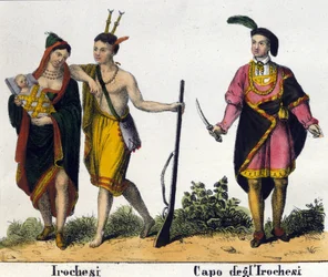 Irokezen-indianen van de Verenigde Staten van Amerika. Lithografie uit het begin van de 19e eeuw