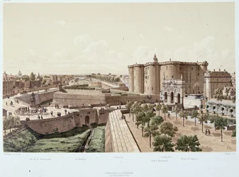 De Bastille in 1740 (de gevangenis) - in "Paris à travers les âges", eind 19e eeuw