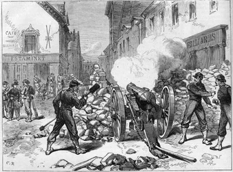 De Commune van Parijs in 1871. Batterij opgesteld in Issy door de federes (communards).