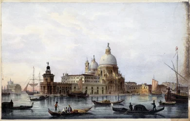 La lagune, de gondels en de kerk S.M. della Salute - in "Album of the main views of Venice", ill. door Marco Moro, uitgegeven door Gio Brizeghel, ca. 1840