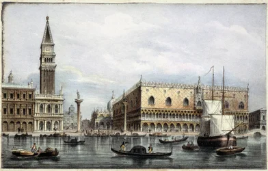 Le mole vu du canal - in "Album of the main views of Venice", ill. door Marco Moro, uitgegeven door Gio Brizeghel, ca. 1840