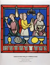 Les changeurs du Mans - Geschilderd glas-in-loodraam van de kathedraal van Le Mans