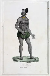 Man van Byron-eilanden met tatoeages (Polynesië) - in 