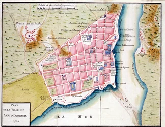 Manuscriptkaart van de stad Santo Domingo