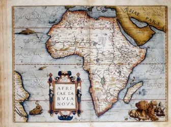 Kaart van Afrika, plaat uit "Theatrum Orbis Terrarum" door Abraham Ortelius (1527-1598) 1574