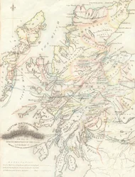 Kaart van de Hooglanden van Schotland met de Gebieden van de Clans