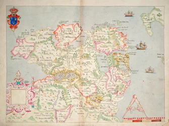 Kaart van het noorden van Ierland, ca. 1600