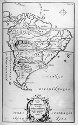 Kaart van de rivieren van Zuid-Amerika - in “De Ondergrondse Wereld”, Athanasi Kireheri, circa 1600