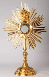Monstrans. Vermeil, diamanten, nepjuwelen met beeld van God de Vader. 18e eeuw