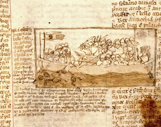 Zeeslag tussen Saracenen en Kruisvaarders in 1120