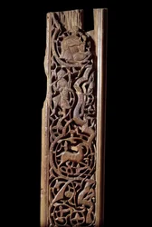 Oosterse kunst: gesneden houten paneel. 13e eeuw. Detail. Parijs, Louvre Museum