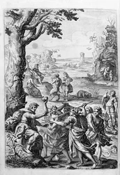 Ovidius - illustratie voor boek 15 - (P. Ovidii Nasonis Metamorphose libri XV met notities van TH. Farnabii.) notitie door Thomas Farnaby (Farnabia) (1575-1647)