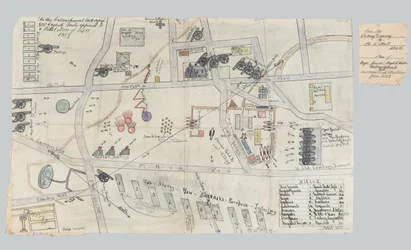 Plan van de verschansingen bij Cawnpore, juni 1857
