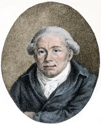 Portret van Georg Christoph Lichtenberg (1742-1799), Duitse wetenschapper, satiricus en Anglofiel - gravure