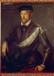 Portret van Admiraal Gaspard de Coligny (1519-1572) Anoniem schilderij. 16e eeuw Parijs, Musée du Protestantisme