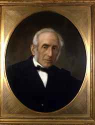 Portret van Alessandro Manzoni (1785 - 1873), Italiaanse schrijver. Anoniem schilderij. 19e eeuw Milaan, casa del Manzoni