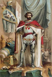Portret van Boudewijn I, Latijns Keizer van het Oosten, werd Keizer van Constantinopel door deelname aan de Vierde Kruistocht. Ook bekend als Boudewijn IX van Vlaanderen (of Boudewijn VI van Henegouwen)