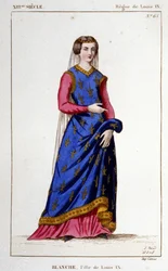 Portret van Blanche (1252 - 1320), dochter van Lodewijk IX (Saint Louis), vrouw van Alfonso X, koning van Castilië. Gravure uit 1830