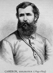 Portret van Cameron, Ontdekkingsreiziger (1844 - 1894) - gravure 19e eeuw