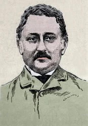 Portret van Cecil John Rhodes, Britse zakenman en koloniaal bestuurder.