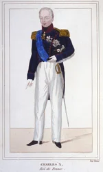 Portret van Karel X, koning van Frankrijk (1757 - 1836) gravure van 1830