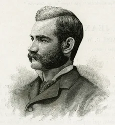 Portret van Danenhower, tweede luitenant van de La Jeannette-bemanning, voor de missie naar het noorden. Gravure ter illustratie van 
