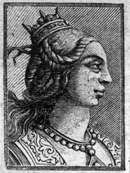 Portret van Emma, dochter van Lotharia II, koning van Italië, zij trouwde met Lothaire in 966. Ze hadden een kind, Lodewijk V, laatste Karolingische koning.