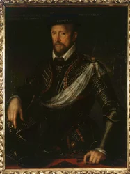 Portret van Gaspard de Coligny (1519-1572), admiraal van Frankrijk. Anoniem schilderij 16e eeuw