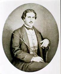 Portret van Gigio Caroli, minnaar van Giuseppina Raimondi, tweede vrouw van Giuseppe Garibaldi. Privécollectie