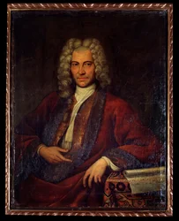 Portret van Johann Joseph Fux, Oostenrijkse componist, muziektheoreticus en pedagoog