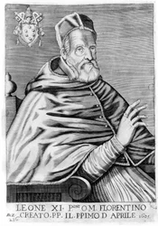 Portret van Leo XI (Alexander van Medici) (1535 - 1605).