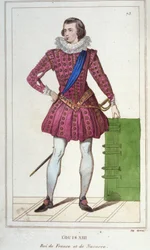 Portret van Lodewijk XIII (1601 - 1643), Koning van Frankrijk gravure uit 1830