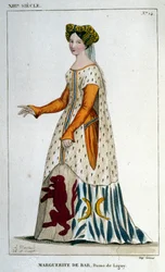 Portret van Marguerite de Bar, Dame van Ligny (ca. 1223 - 1275), gravure uit 1830
