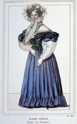 Portret van Marie Amélie de Bourbon (1782 - 1866), Koningin van de Fransen, echtgenote van Louis Philippe I. Gravure uit de 19e eeuw.