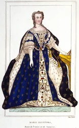 Portret van Mary Lescszinska, koningin van Frankrijk (1703-1768). Gravure uit 1830.