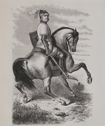 Portret van Olivier V de Clisson (1336-1407) (De Slager) te paard, gebaseerd op een schilderij van het Musée de Versailles