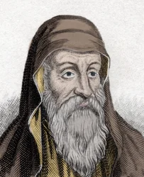 Portret van Origenes, theoloog uit de Patristische periode (185-253) (gravure)