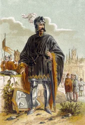 Portret van Philip van Artevelde (1340-1382), Vlaams politicus en leider van de opstand van de Gentse wevers tegen graaf Lodewijk II van Vlaanderen, bekend als Lodewijk van Male of Maele (1381). Hij werd verslagen en gedood in de Slag bij Westrozebeke
