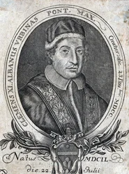 Portret van Paus Clemens XI (Gianfrancesco Albani), 18e eeuwse gravure